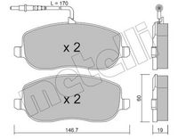 Комплект спирачно феродо, дискови спирачки 22-0530-0 METELLI
