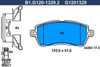 Комплект спирачно феродо, дискови спирачки B1.G120-1329.2 GALFER