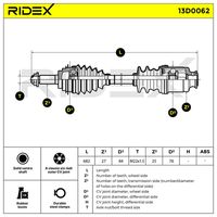 Полуоска 13D0062 RIDEX