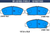 Комплект спирачно феродо, дискови спирачки B1.G102-1103.2 GALFER