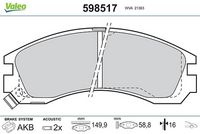 Комплект спирачно феродо, дискови спирачки 598517 VALEO