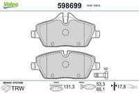 Set placute frana,frana disc VALEO, Cod: 598699