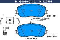 Комплект спирачно феродо, дискови спирачки B1.G102-0514.2 GALFER
