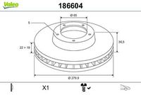 Disc frana VALEO, Cod: 186604