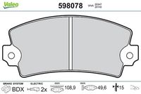 Set placute frana,frana disc VALEO, Cod: 598078