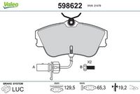 Комплект спирачно феродо, дискови спирачки 598622 VALEO