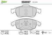 Комплект спирачно феродо, дискови спирачки 598997 VALEO