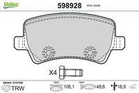 Комплект спирачно феродо, дискови спирачки 598928 VALEO