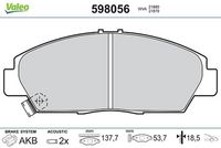 Комплект спирачно феродо, дискови спирачки 598056 VALEO