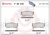 Комплект спирачно феродо, дискови спирачки P 30 016 BREMBO