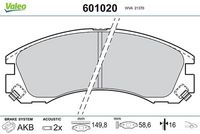 Комплект спирачно феродо, дискови спирачки 601020 VALEO