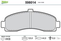 Комплект спирачно феродо, дискови спирачки 598014 VALEO