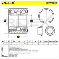 Комплект колесен лагер 654W0540 RIDEX
