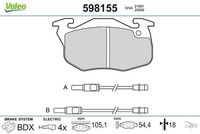 Комплект спирачно феродо, дискови спирачки 598155 VALEO