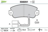 Set placute frana VALEO, Cod: 598091