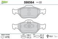 Set placute frana,frana disc VALEO, Cod: 598564