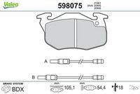Комплект спирачно феродо, дискови спирачки 598075 VALEO