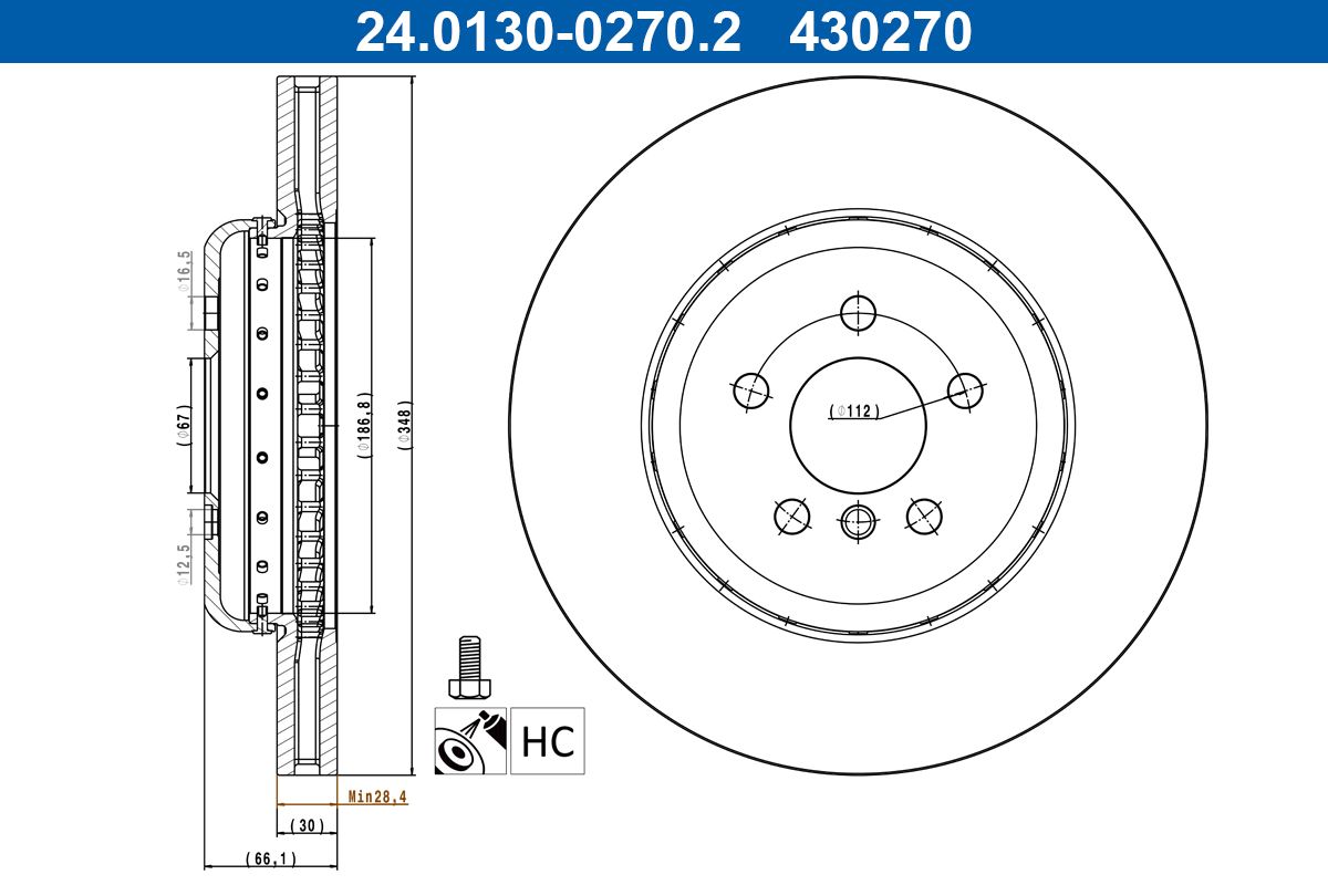 Ate 24.0130-0270.2 Bremsscheibe