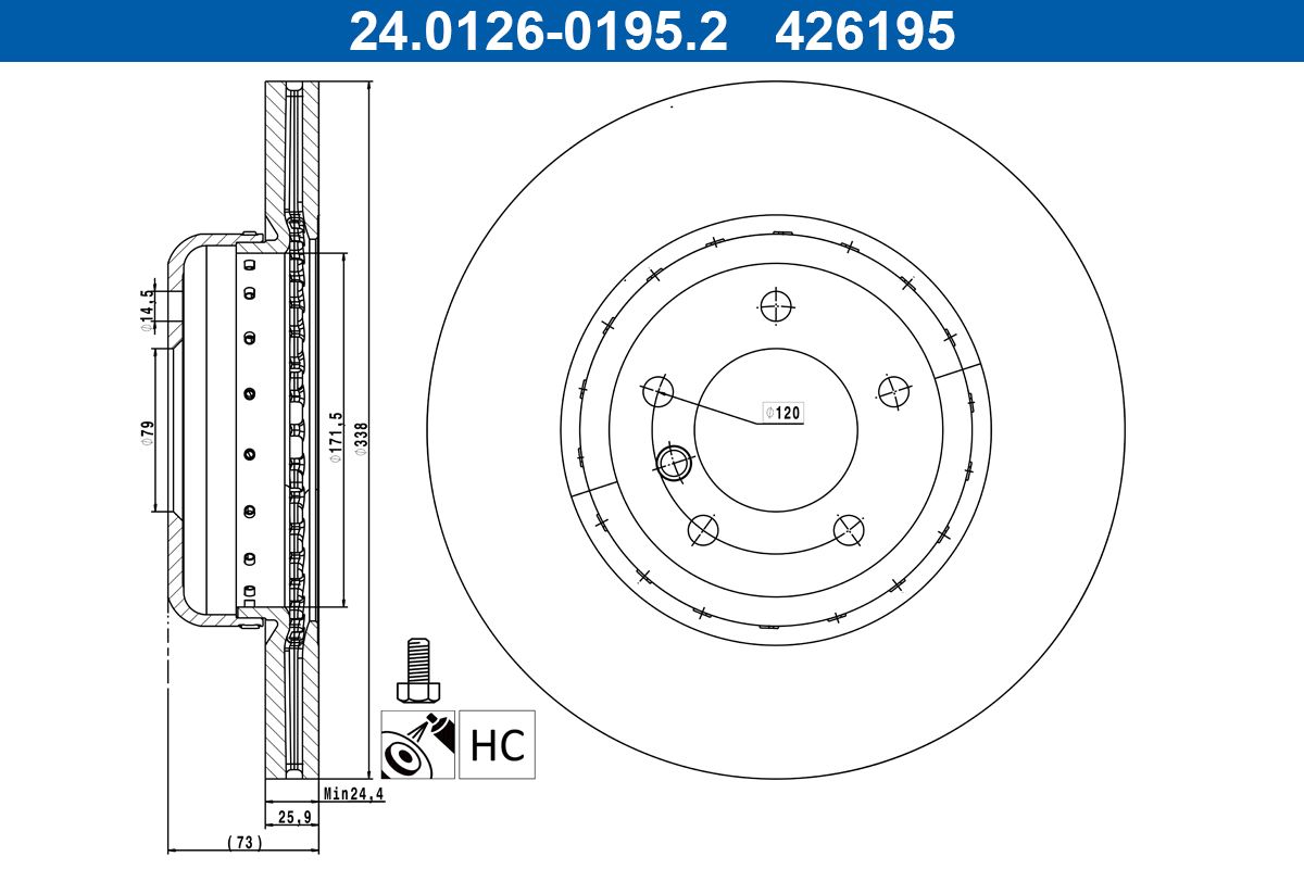 Ate 24.0126-0195.2 Bremsscheibe