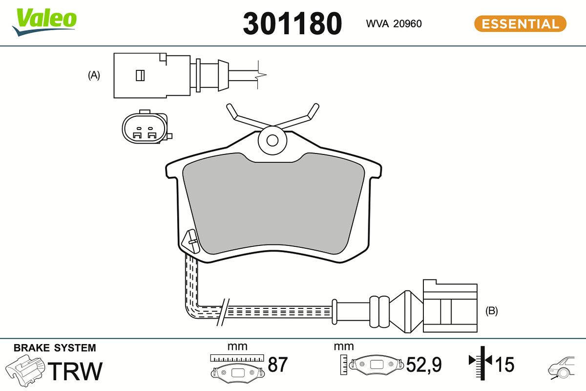 VALEO 301180 - Bremsbelagsatz, Scheibenbremse