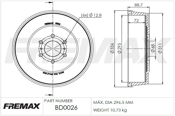BD-0026 FREMAX fékdob