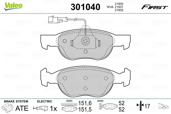 Brake Pad Set, disc brake 301040