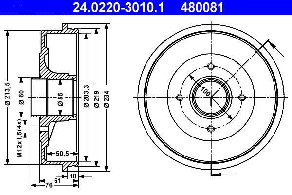 ATE 24.0220-3010.1 - Bremstrommel