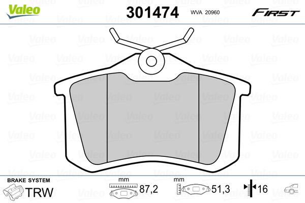 Brake Pad Set, disc brake 301474