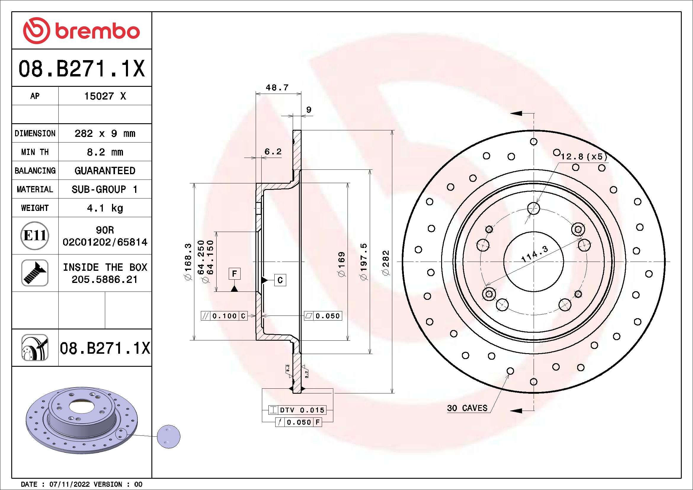 Тормозной диск 08.B271.1X