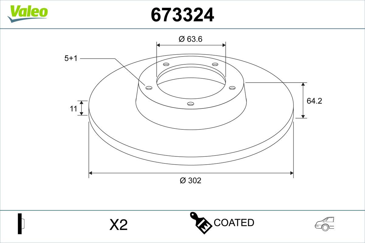 673324 VALEO COATED féktárcsa