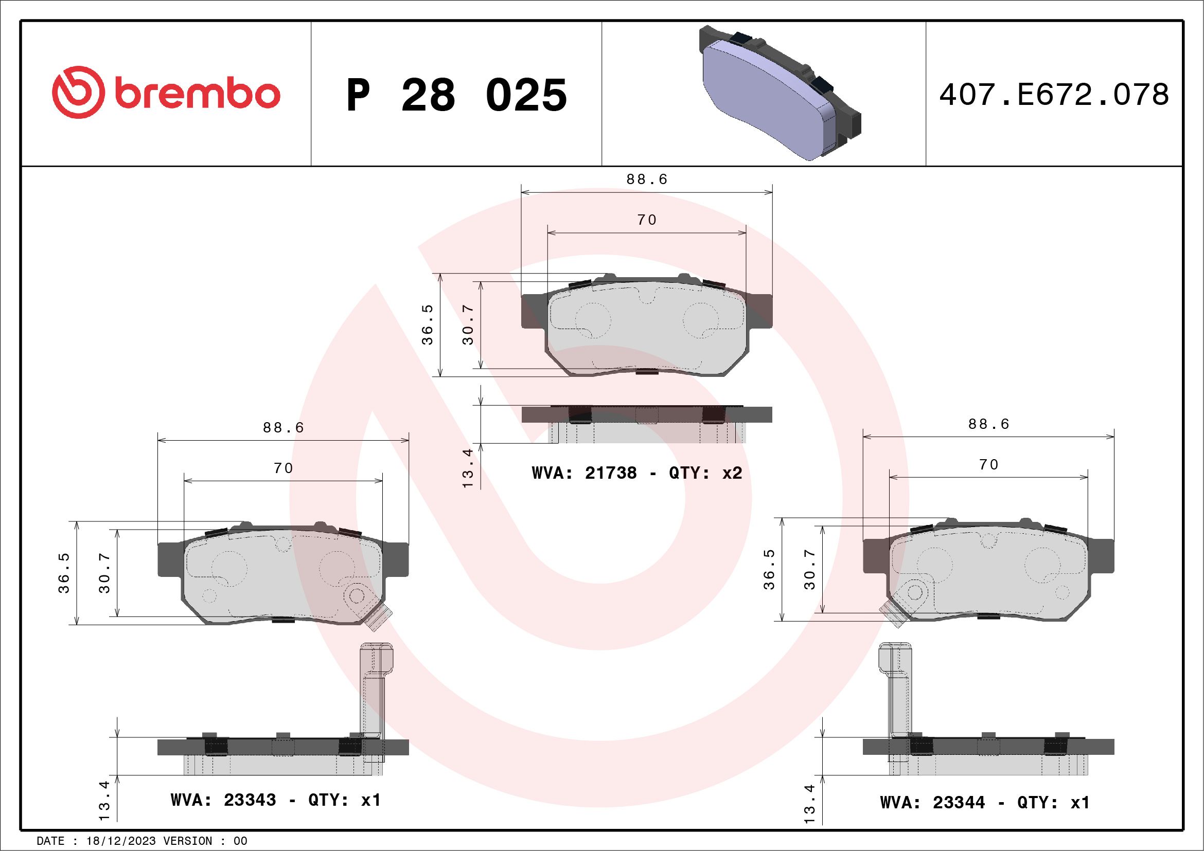 Brake Pad Set, disc brake P 28 025