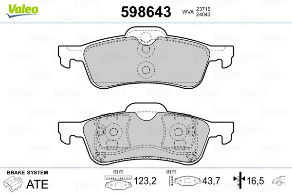 Комплект тормозных колодок, дисковый тормоз 598643