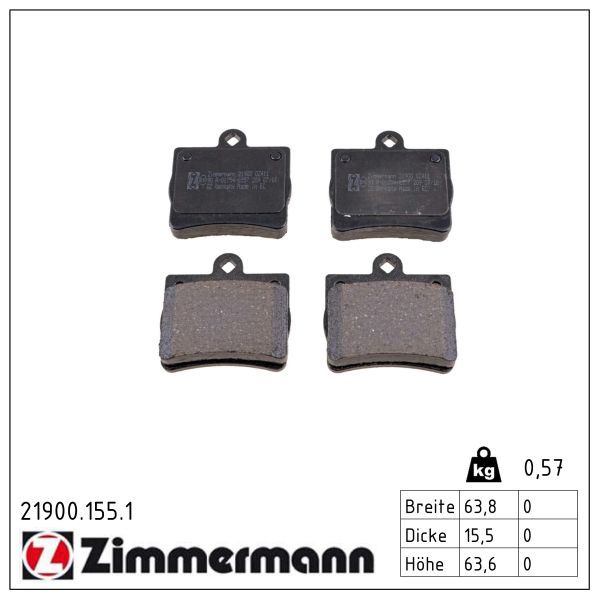 Zimmermann 21900.155.1 Bremsbelagsatz, Scheibenbremse