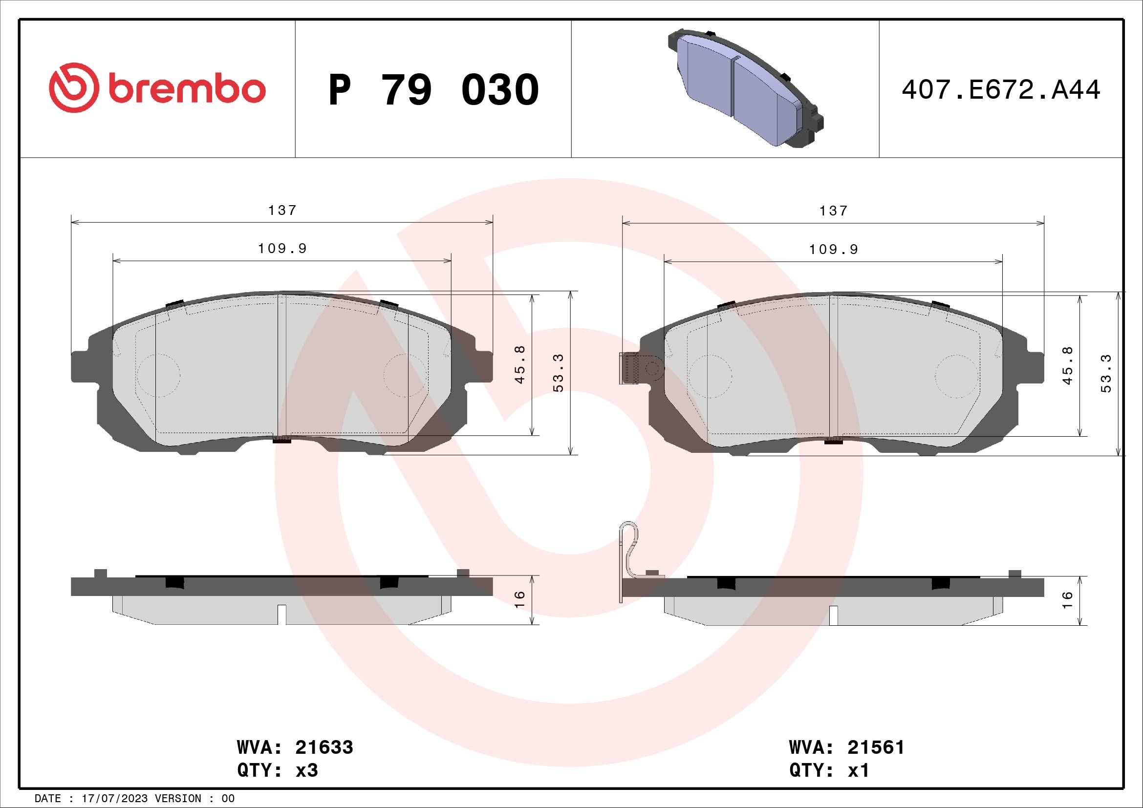 Brake Pad Set, disc brake P 79 030