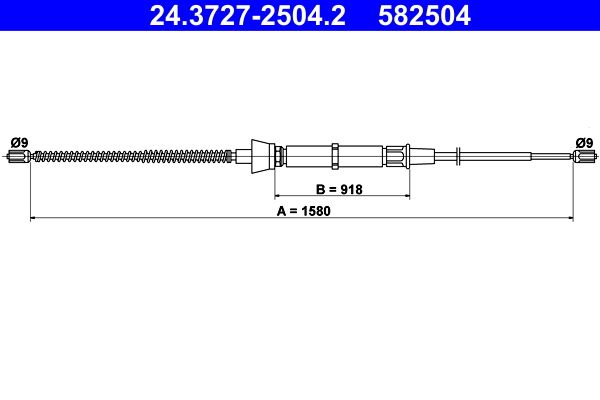 ATE 24.3727-2504.2 Cable Pull, parking brake