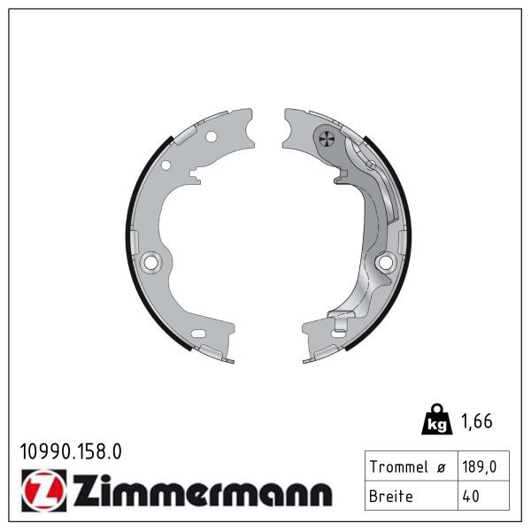 Zimmermann 10990.158.0 Bremsbackensatz, Feststellbremse