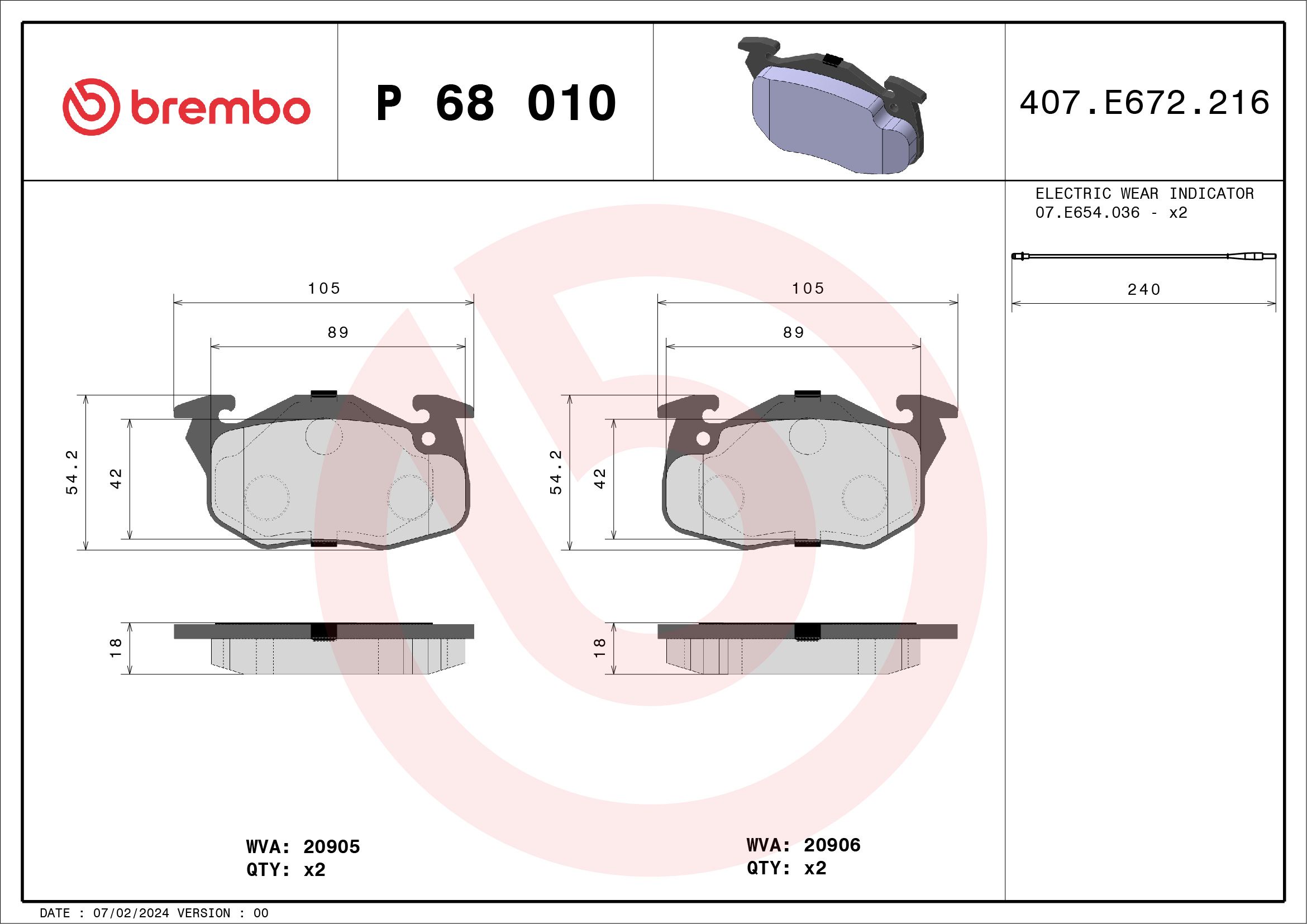 Brake Pad Set, disc brake P 68 010