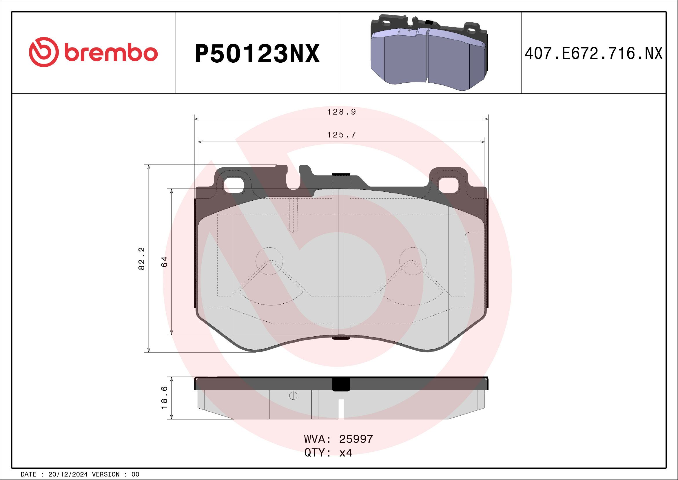 Brembo P50123NX Bremsbelagsatz, Scheibenbremse