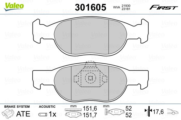 Brake Pad Set, disc brake 301605