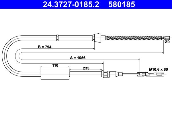 Cable Pull, parking brake 24.3727-0185.2