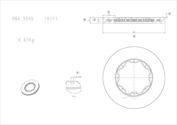 5000 Rotor T3 Slot - With Replacement NAS Nuts -KP [ Holden VT-VZ ] - TecDoc 2