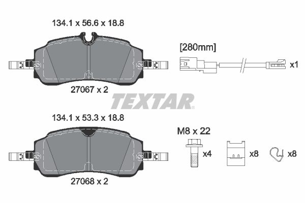 Textar 2706701 Bremsbelagsatz, Scheibenbremse