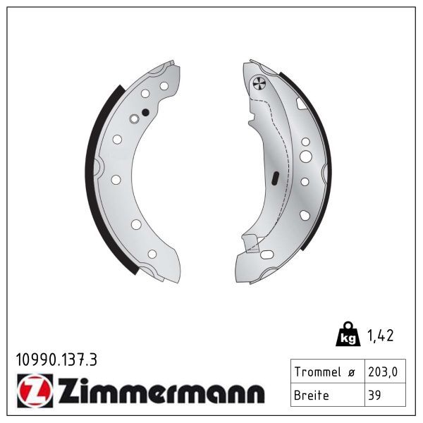 Zimmermann 10990.137.3 Bremsbackensatz, Feststellbremse