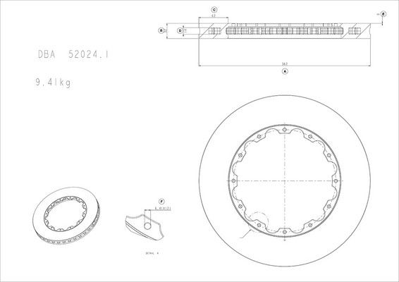 5000 Rotor Standard - With Replacement NAS Nuts -KP [ HSV 05-06 AP 6 piston caliper F ] Use DBA52018 for 4 piston caliper - TecDoc Only