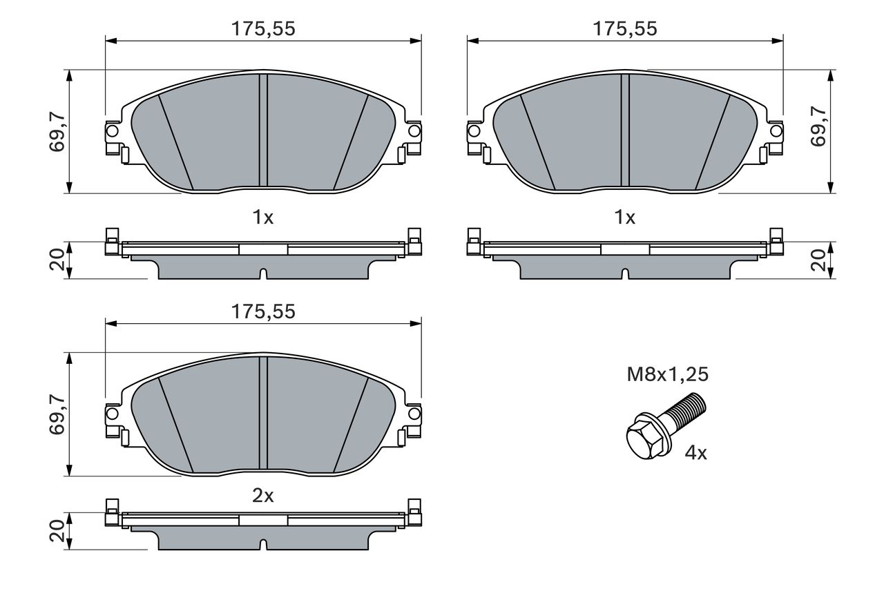 Brake Pad Set, disc brake 0 986 424 628