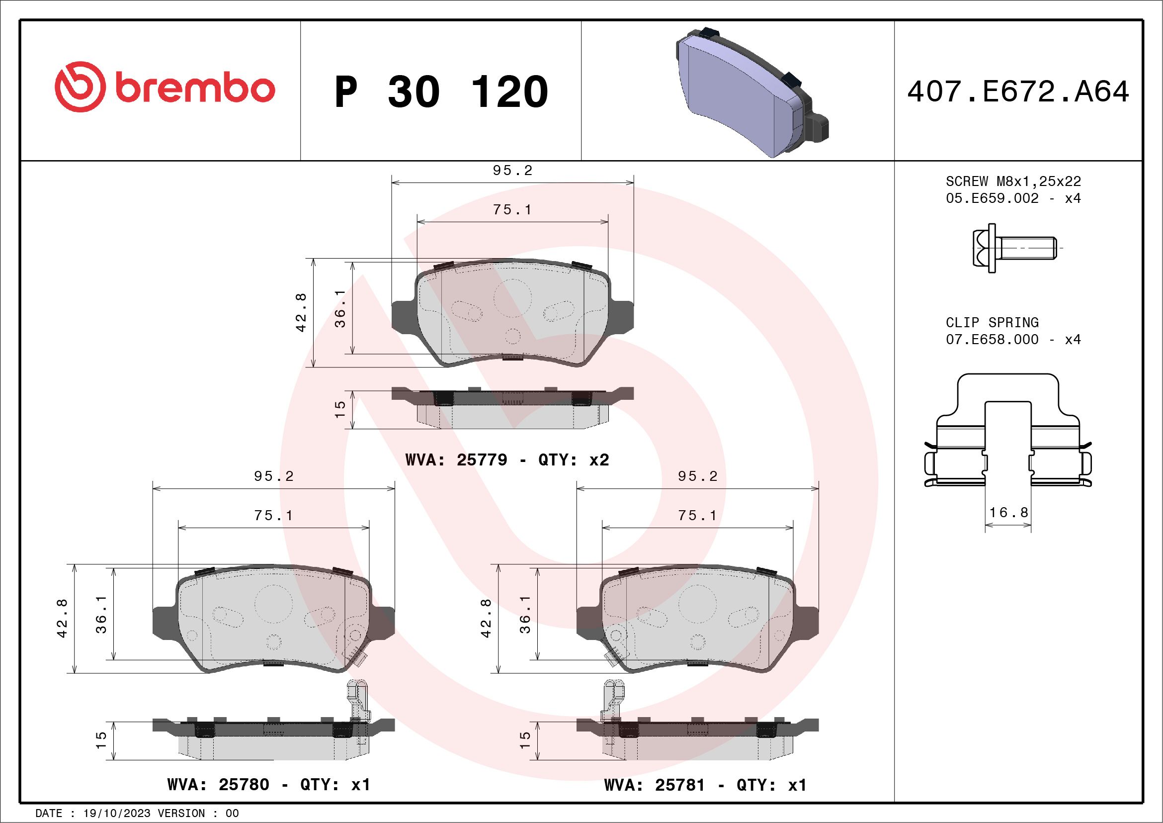 Brake Pad Set, disc brake P 30 120