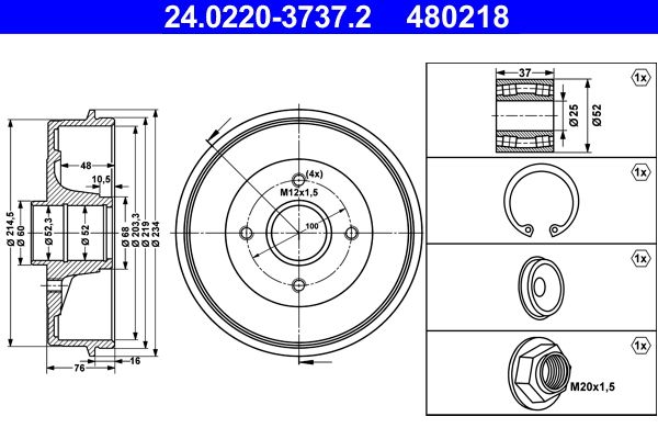 Brake Drum 24.0220-3737.2