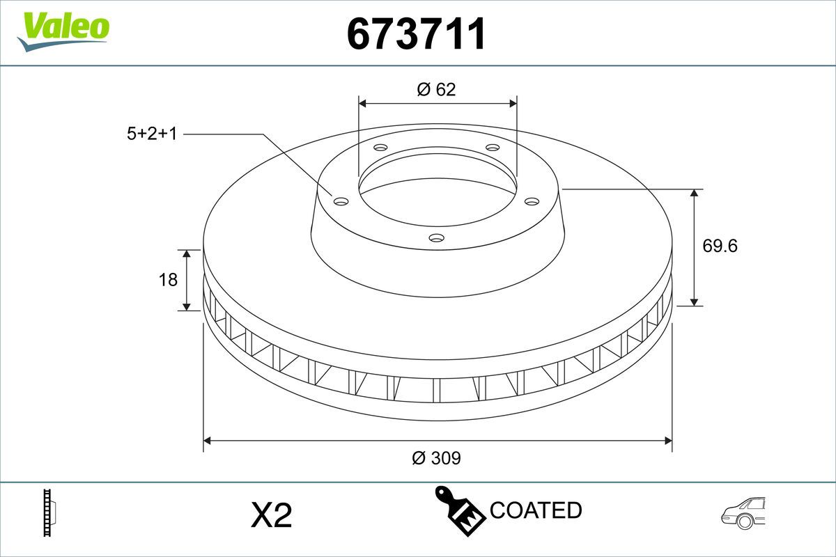 673711 VALEO COATED féktárcsa