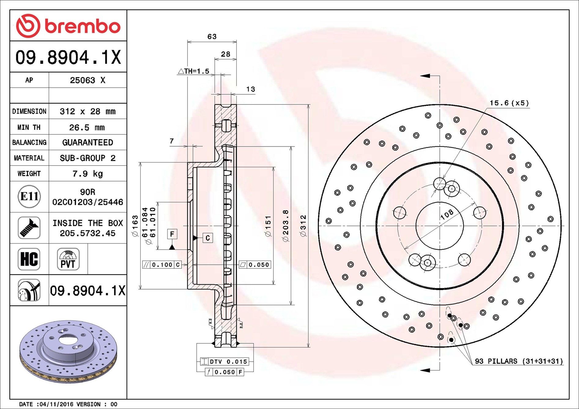 09.8904.1X BREMBO XTRA LINE - Xtra féktárcsa