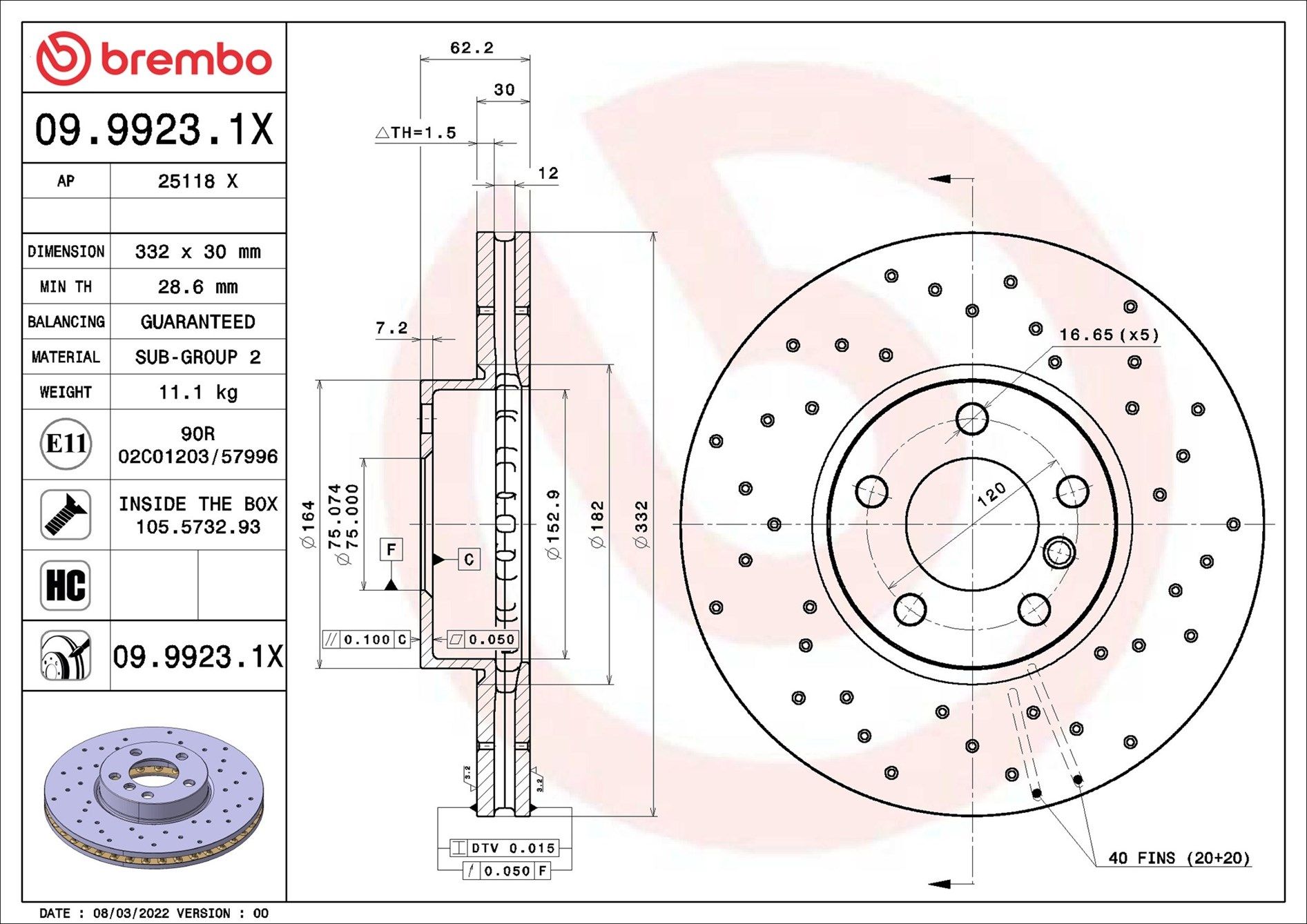 09.9923.1X BREMBO XTRA LINE - Xtra féktárcsa